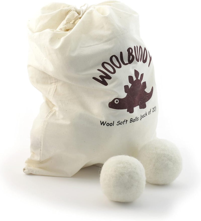 Woolbuddy Felt Balls – 20pcs Large 2.7” White Wool Pom Poms with Drawstring Bag – White Felt Balls for Crafts, DIY Garland, Christmas Ornaments, Needle Felting Projects - Image 2